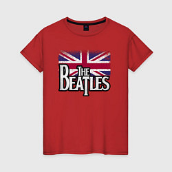 Футболка хлопковая женская The Beatles Great Britain Битлз, цвет: красный