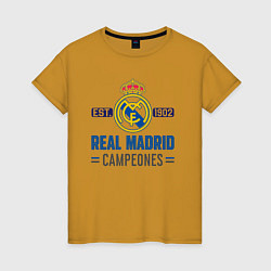 Футболка хлопковая женская Real Madrid Реал Мадрид, цвет: горчичный