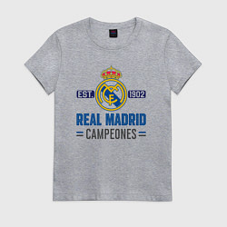 Футболка хлопковая женская Real Madrid Реал Мадрид, цвет: меланж