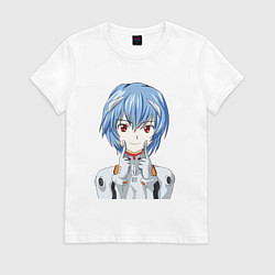 Футболка хлопковая женская Neon Genesis Evangelion Рей, цвет: белый