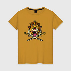 Футболка хлопковая женская Король тигра, цвет: горчичный