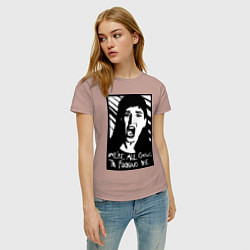 Футболка хлопковая женская We Are All Going to Die, цвет: пыльно-розовый — фото 2