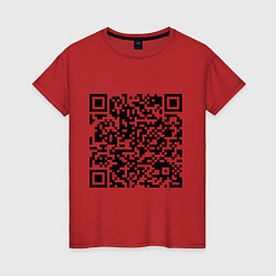 Футболка хлопковая женская QR-код Скала Джонсон, цвет: красный