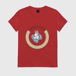 Футболка хлопковая женская I donut know, цвет: красный