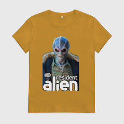 Футболка хлопковая женская Resident alien, цвет: горчичный
