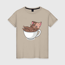 Женская футболка Милый Котик в чашке