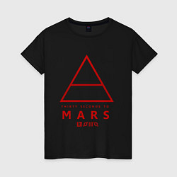 Футболка хлопковая женская 30 Seconds to Mars рок, цвет: черный