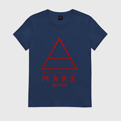 Футболка хлопковая женская 30 Seconds to Mars рок, цвет: тёмно-синий