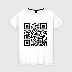 Футболка хлопковая женская Хочу в тайгу - QR code, цвет: белый