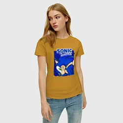 Футболка хлопковая женская Sonic Adventure Sonic, цвет: горчичный — фото 2