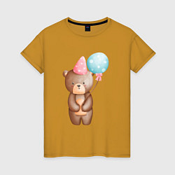 Женская футболка Медвежонок с шариками День Рождения