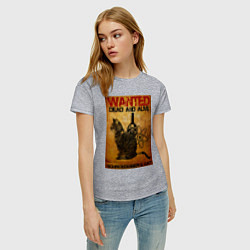 Футболка хлопковая женская Разыскивается Кот, цвет: меланж — фото 2