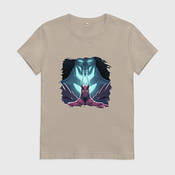 Футболка хлопковая женская Террорблэйд арт, цвет: миндальный