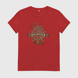Футболка хлопковая женская Якорь, цвет: красный
