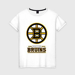 Футболка хлопковая женская Boston Bruins , Бостон Брюинз, цвет: белый