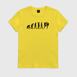 Футболка хлопковая женская Эволюция Муай Тай, цвет: желтый