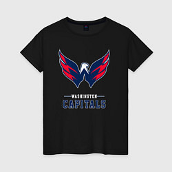 Футболка хлопковая женская Вашингтон Кэпиталз , Washington Capitals, цвет: черный