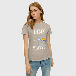 Футболка хлопковая женская PINK FLOYD - ПИНК ФЛОЙД ЛОГОТИП, цвет: миндальный — фото 2