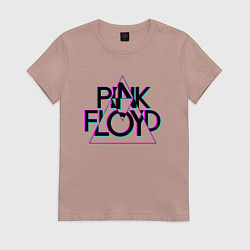 Футболка хлопковая женская PINK FLOYD ПИНК ФЛОЙД ГЛИТЧ, цвет: пыльно-розовый