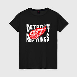 Футболка хлопковая женская Детройт Ред Уингз Detroit Red Wings, цвет: черный