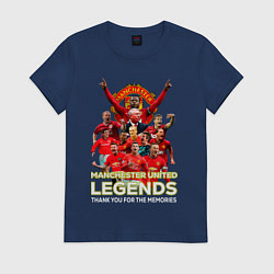 Футболка хлопковая женская Легенды Манчестера Manchester United Legends, цвет: тёмно-синий