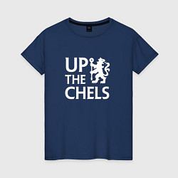 Футболка хлопковая женская UP THE CHELS, Челси, Chelsea, цвет: тёмно-синий