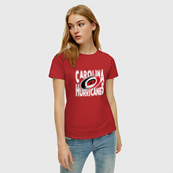 Футболка хлопковая женская Каролина Харрикейнз, Carolina Hurricanes, цвет: красный — фото 2