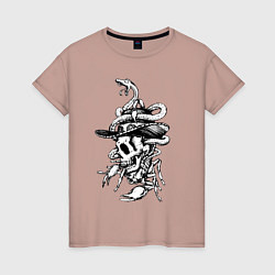 Женская футболка Череп, скорпион и змея