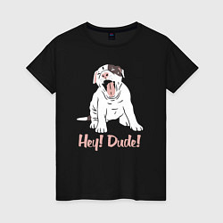 Футболка хлопковая женская Hey! Dude!, цвет: черный