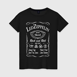 Футболка хлопковая женская Led Zeppelin, Лед Зеппелин, цвет: черный