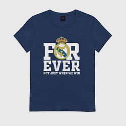 Футболка хлопковая женская Real Madrid, Реал Мадрид FOREVER NOT JUST WHEN WE, цвет: тёмно-синий