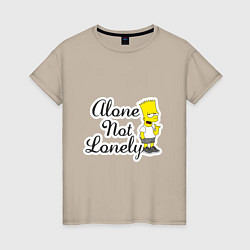 Футболка хлопковая женская Alone not lonely Барт, цвет: миндальный