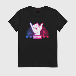 Футболка хлопковая женская Летний форт, цвет: черный