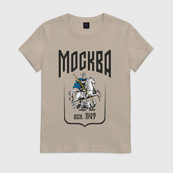 Футболка хлопковая женская Москва всадник, цвет: миндальный