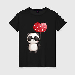 Женская футболка Панда с шариком в виде сердца
