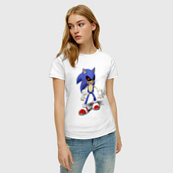 Футболка хлопковая женская Sonic Exe Video game Hype, цвет: белый — фото 2
