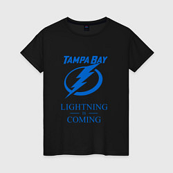 Футболка хлопковая женская Tampa Bay Lightning is coming, Тампа Бэй Лайтнинг, цвет: черный