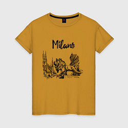 Футболка хлопковая женская Италия Милан, цвет: горчичный