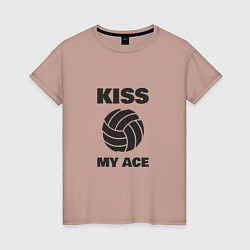 Футболка хлопковая женская Volleyball - Kiss My Ace, цвет: пыльно-розовый