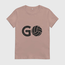 Футболка хлопковая женская Go Volleyball, цвет: пыльно-розовый