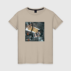 Футболка хлопковая женская 163ONMYNECK NO OFFENCE, цвет: миндальный