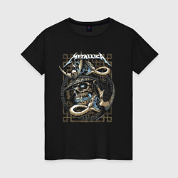 Футболка хлопковая женская Metallica Skull & Snake, цвет: черный