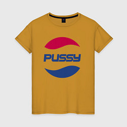 Футболка хлопковая женская Pepsi Pussy, цвет: горчичный