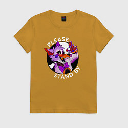 Футболка хлопковая женская Please Stand By Foxy, цвет: горчичный