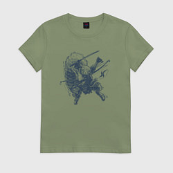 Футболка хлопковая женская Супер белка-ниндзя, цвет: авокадо