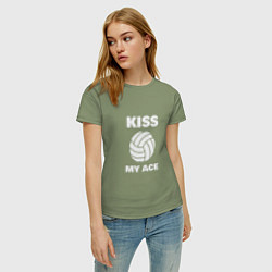 Футболка хлопковая женская Kiss - My Ace, цвет: авокадо — фото 2