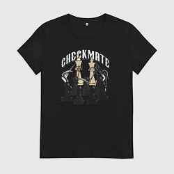 Футболка хлопковая женская CHECKMATE шах и мат, цвет: черный