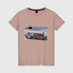 Футболка хлопковая женская Mazda Motorsport Racing team!, цвет: пыльно-розовый
