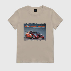 Футболка хлопковая женская Mazda Motorsports Development, цвет: миндальный