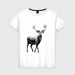 Футболка хлопковая женская Черный олень Black Deer, цвет: белый